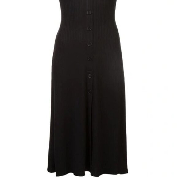 Reformation Ribbed Button Down Knit Midi Casey Dress in black - Picture 10 of 13